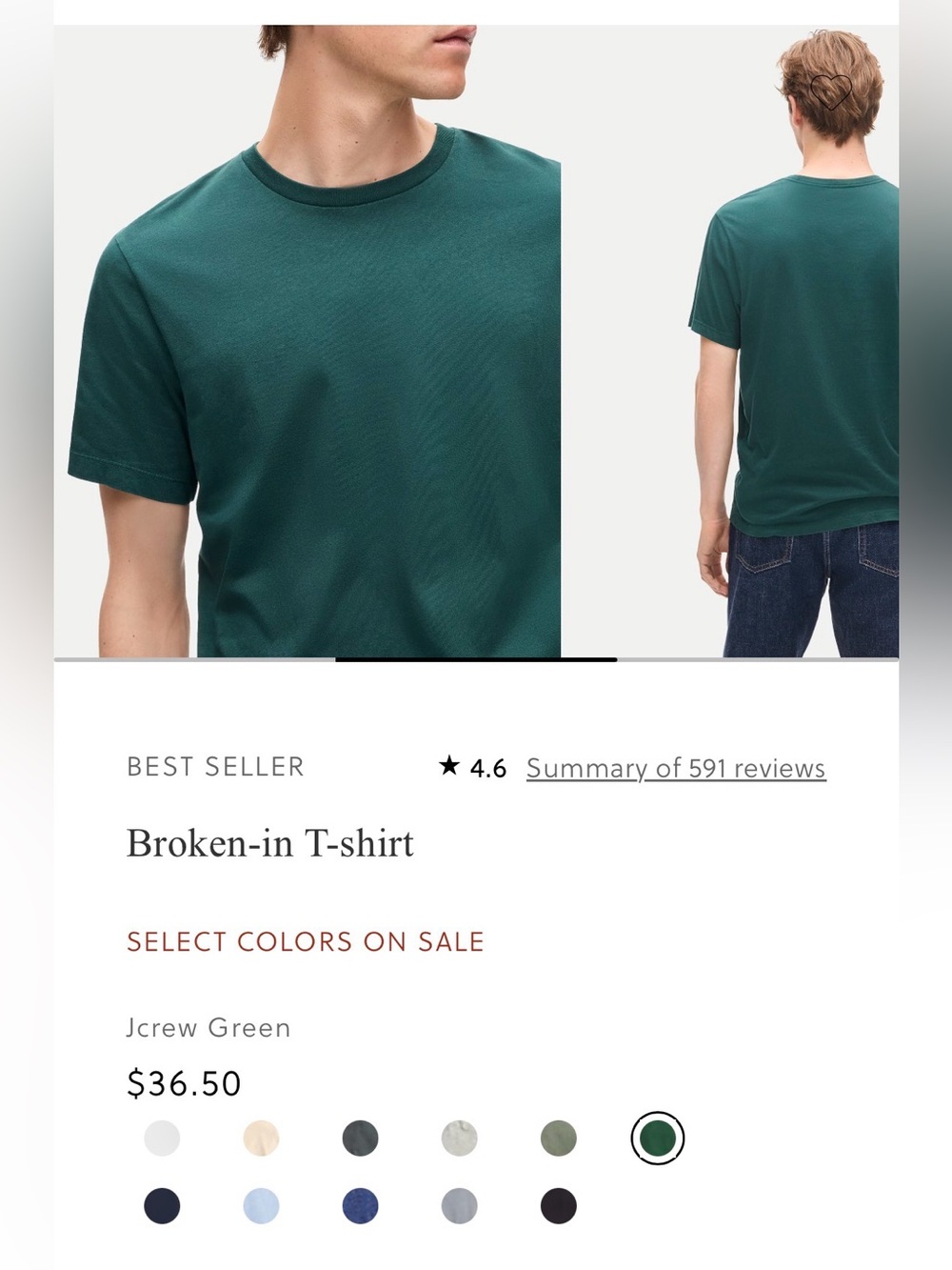 J. Crew men’s “broken-in” t shirt